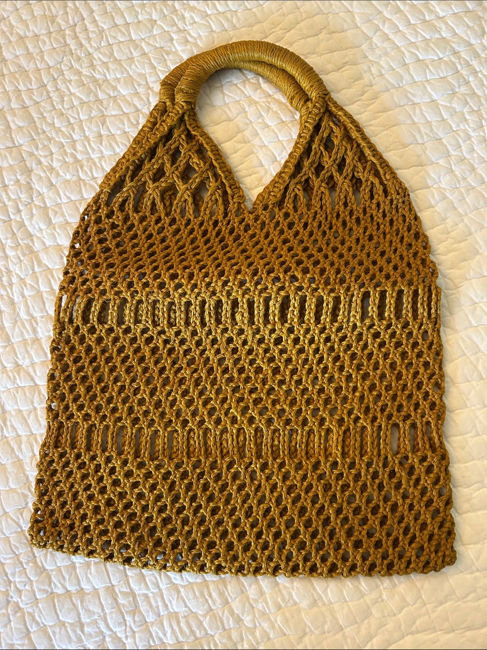 Handwoven Mustard Crochet Tote Bag
